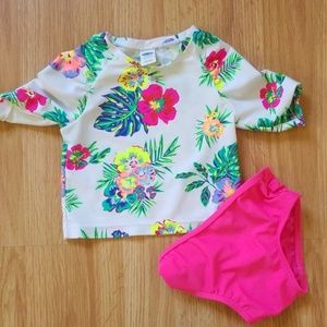 Surfer floral girls bathing suit 2pc